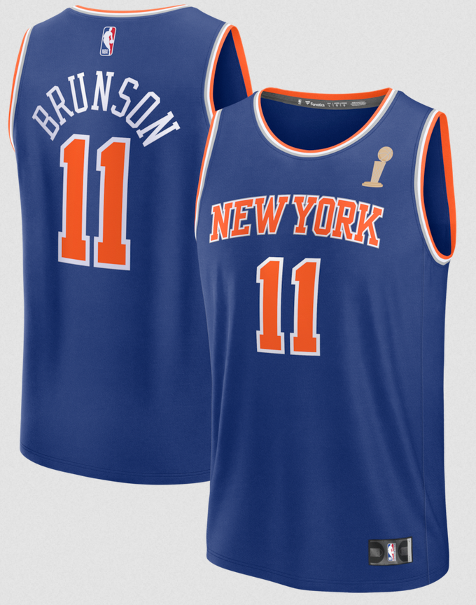 Youth  New York Knicks #11 Jalen Brunson blue Fanatics 2026 NBA Finals Champions jersey
